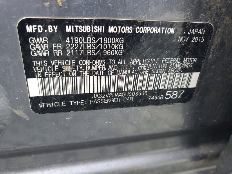 Продаж на аукціоні авто 2016 Mitsubishi Lancer, vin: JA32V2FW4GU003535, номер лоту: 70442766