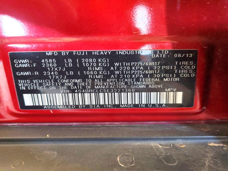68783436 :رقم المزاد ، 4S4BRCLC5E3221360 vin ، 2014 Subaru Outback مزاد بيع