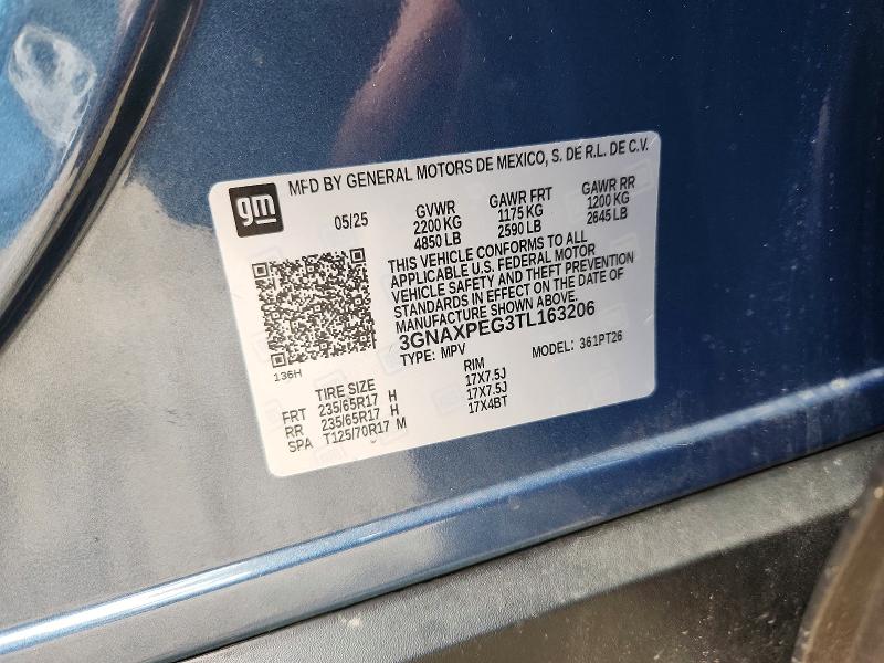 70307266 :رقم المزاد ، 3GNAXPEG3TL163206 vin ، 2026 Chevrolet Equinox مزاد بيع