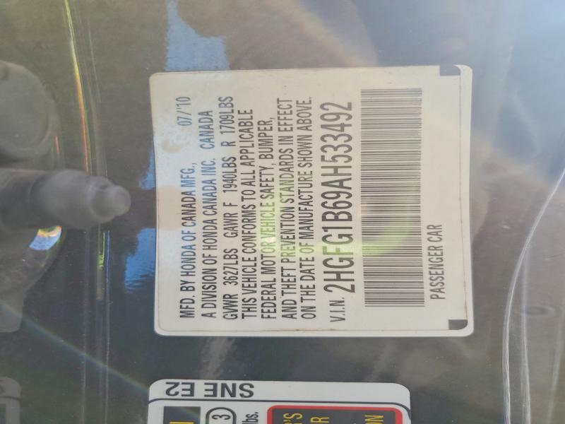 2010 Honda Civic მანქანა იყიდება აუქციონზე, vin: 2HGFG1B69AH533492, აუქციონის ნომერი: 68788146
