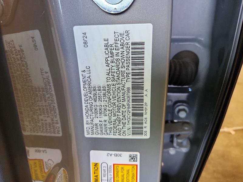 68149416 :رقم المزاد ، 1HGCY2F84RA087988 vin ، 2024 Honda Accord مزاد بيع