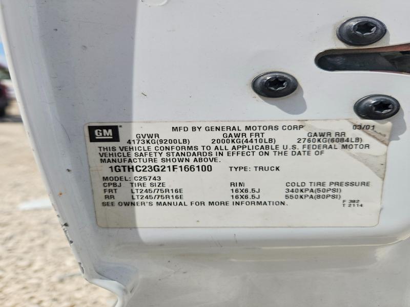 2001 Gmc Sierra მანქანა იყიდება აუქციონზე, vin: 1GTHC23G21F166100, აუქციონის ნომერი: 67361016