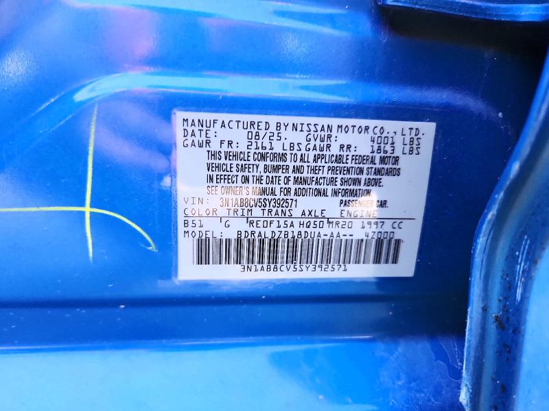 2025 Nissan Sentra მანქანა იყიდება აუქციონზე, vin: 3N1AB8CV5SY392571, აუქციონის ნომერი: 67664186