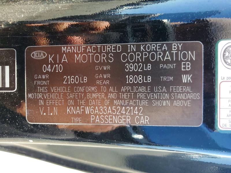 67866126 :رقم المزاد ، KNAFW6A33A5242142 vin ، 2010 Kia Forte Koup مزاد بيع