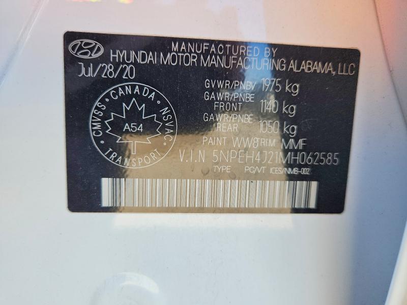 2021 Hyundai Sonata მანქანა იყიდება აუქციონზე, vin: 5NPEH4J21MH062585, აუქციონის ნომერი: 68331966