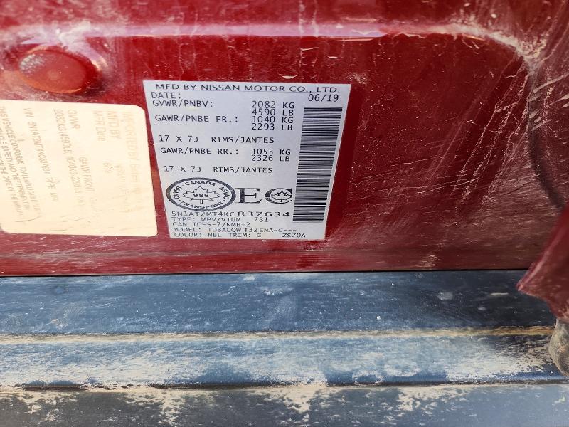 Aukcja sprzedaży 2019 Nissan Rogue, vin: 5N1AT2MT4KC837634, numer aukcji: 69370016