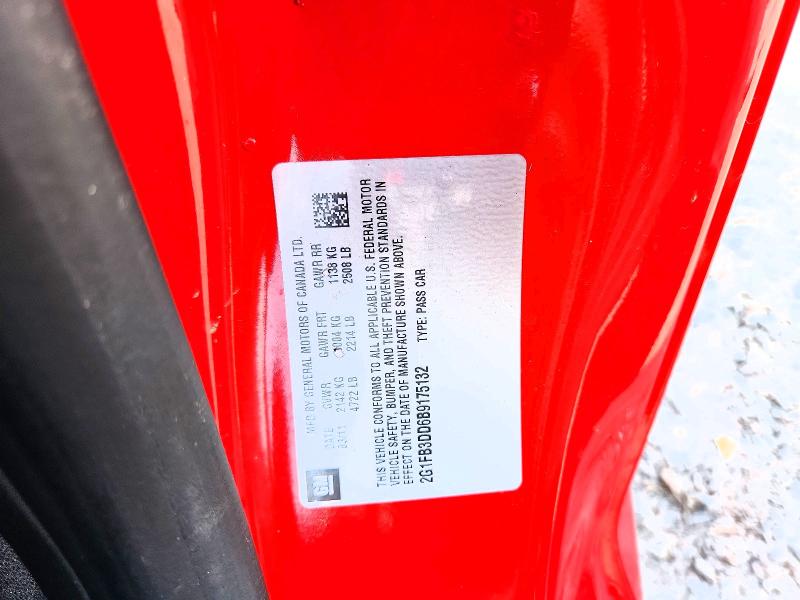 69521276 :رقم المزاد ، 2G1FB3DD6B9175132 vin ، 2011 Chevrolet Camaro مزاد بيع