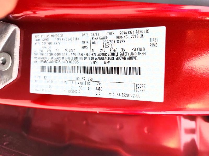 Aukcja sprzedaży 2018 Ford Escape, vin: 1FMCU0HD8JUD36395, numer aukcji: 71256356