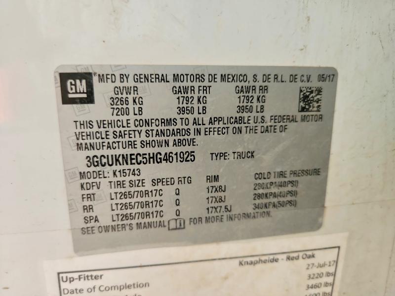 Продажа на аукционе авто 2017 Chevrolet Silverado, vin: 3GCUKNEC5HG461925, номер лота: 69825246
