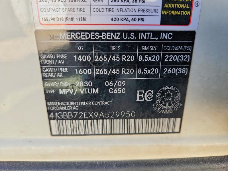 Продажа на аукционе авто 2009 Mercedes-benz Ml, vin: 4JGBB72EX9A529950, номер лота: 70459776