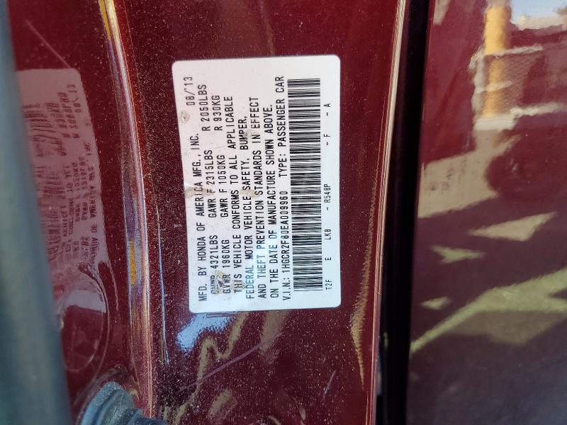 67495746 :رقم المزاد ، 1HGCR2F80EA009960 vin ، 2014 Honda Accord مزاد بيع