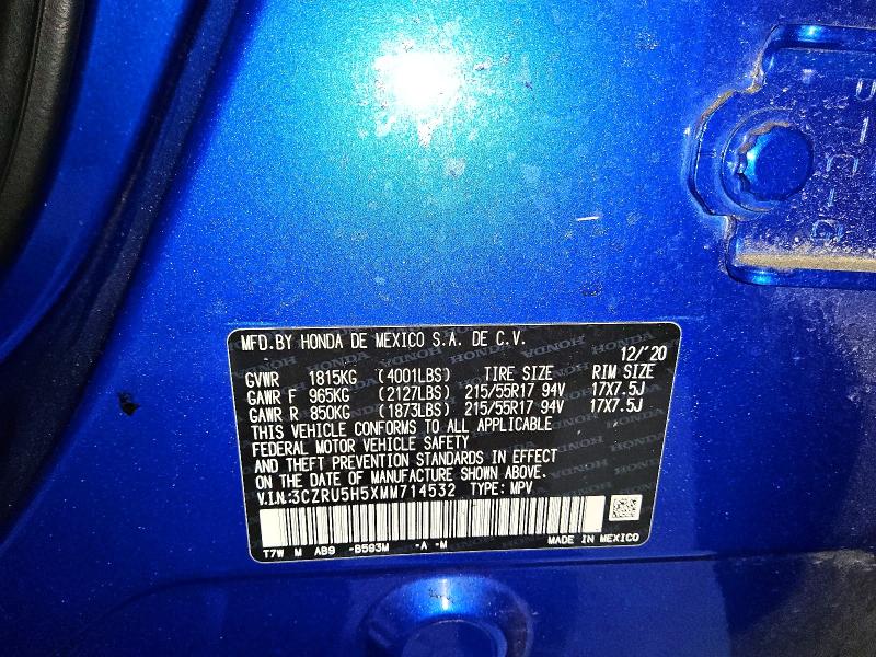 69436366 :رقم المزاد ، 3CZRU5H5XMM714532 vin ، 2021 Honda Hr-v مزاد بيع
