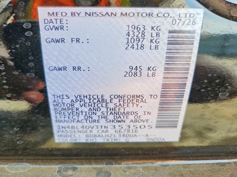70508046 :رقم المزاد ، 1N4BL4DV3TN353505 vin ، 2026 Nissan Altima مزاد بيع