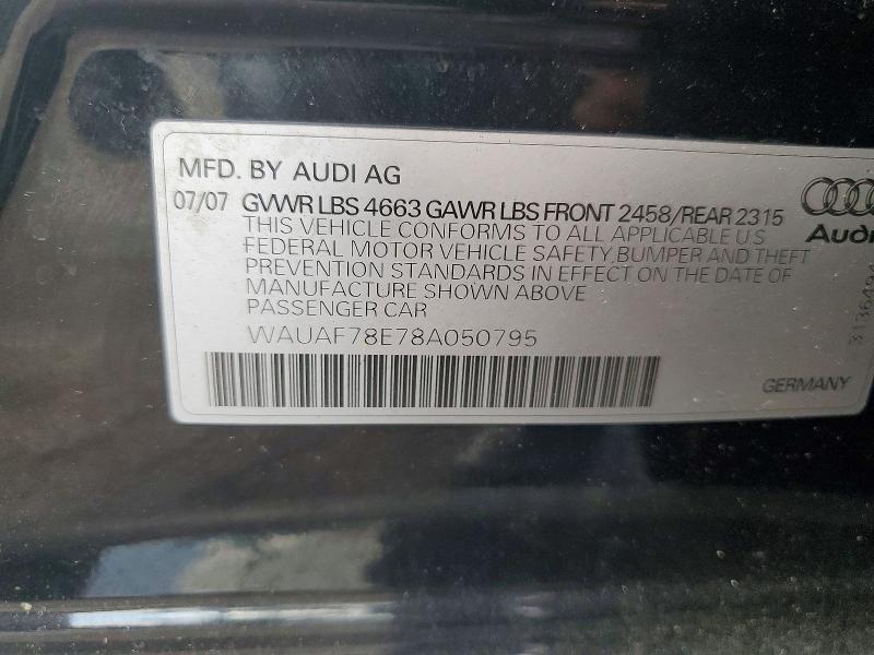 Продажа на аукционе авто 2008 Audi A4, vin: WAUAF78E78A050795, номер лота: 67601146