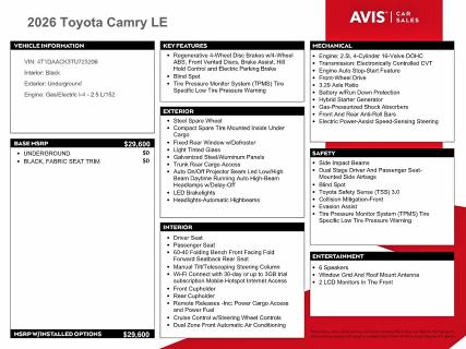 Продаж на аукціоні авто 2026 Toyota Camry, vin: 4T1DAACK3TU723206, номер лоту: 69968826