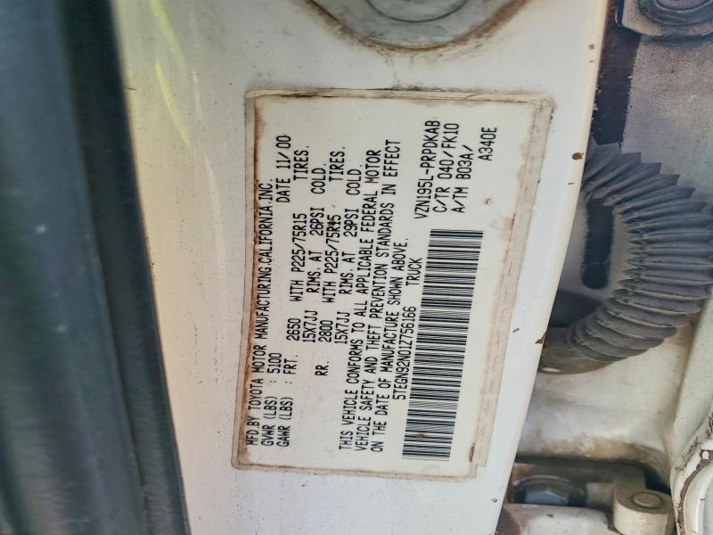69385656 :رقم المزاد ، 5TEGN92N01Z756166 vin ، 2001 Toyota Tacoma مزاد بيع