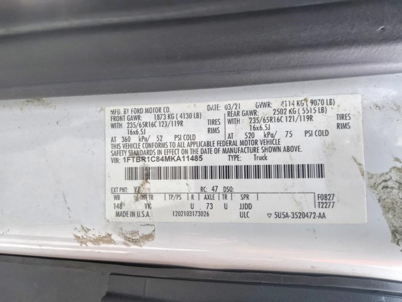 Aukcja sprzedaży 2021 Ford Transit, vin: 1FTBR1C84MKA11485, numer aukcji: 69125506