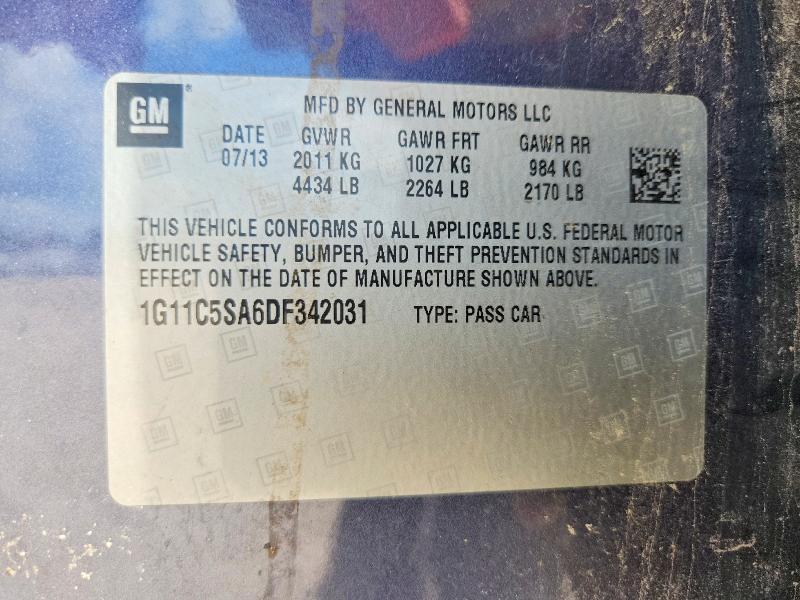 69698276 :رقم المزاد ، 1G11C5SA6DF342031 vin ، 2013 Chevrolet Malibu مزاد بيع
