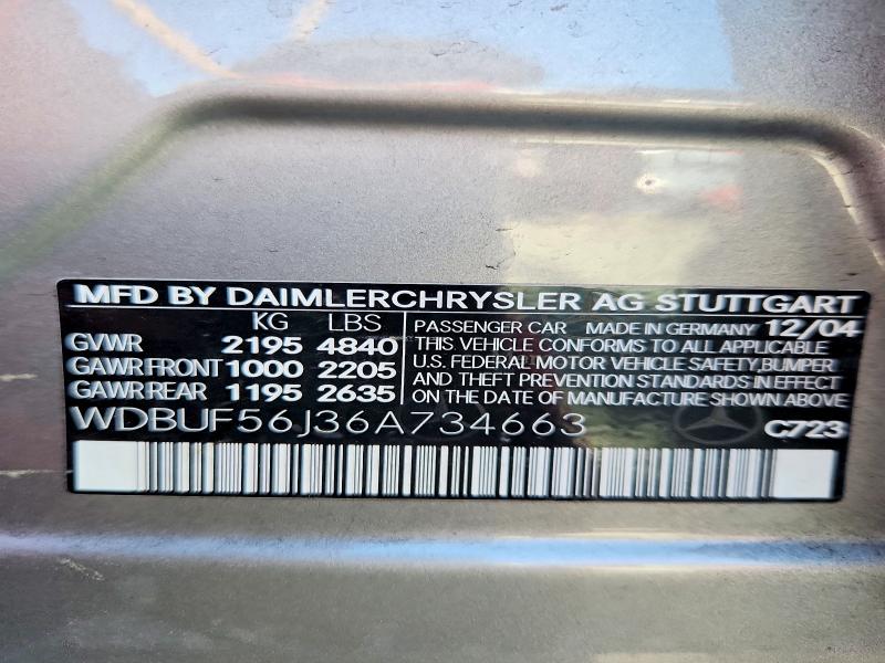 Auction sale of the 2006 Mercedes-benz E, vin: WDBUF56J36A734663, lot number: 71303236