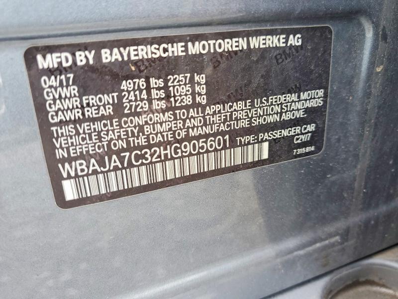Auction sale of the 2017 Bmw 530, vin: WBAJA7C32HG905601, lot number: 67573226
