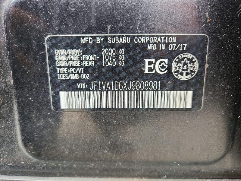 67988376 :رقم المزاد ، JF1VA1D6XJ9808981 vin ، 2018 Subaru Wrx مزاد بيع
