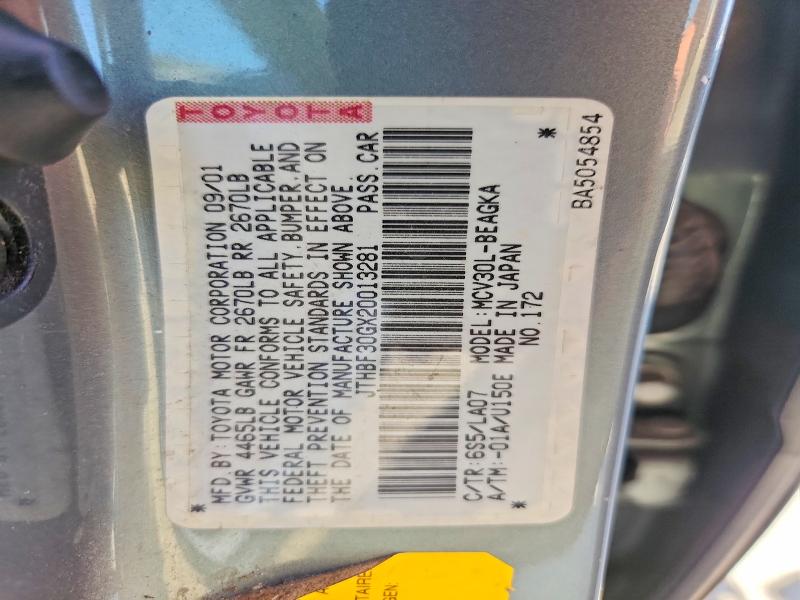 68665966 :رقم المزاد ، JTHBF30GX20013281 vin ، 2002 Lexus Es مزاد بيع