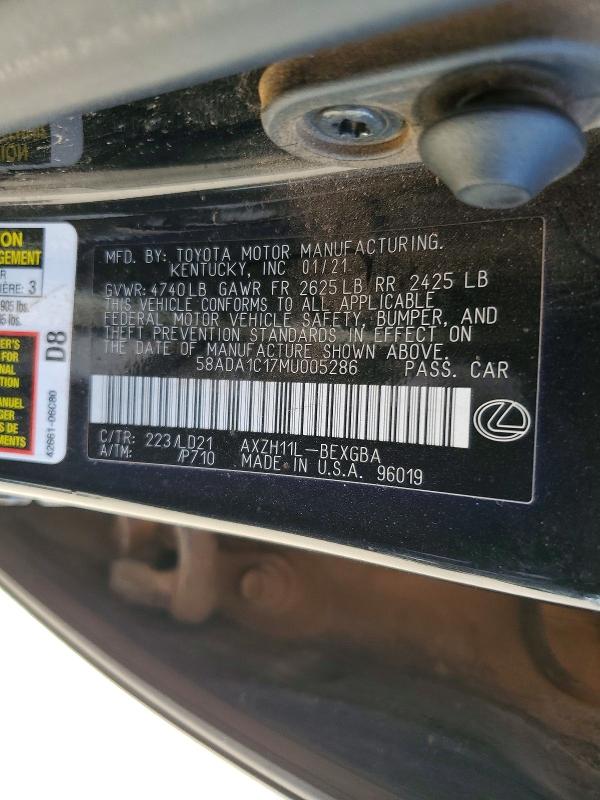 Продаж на аукціоні авто 2021 Lexus Es, vin: 58ADA1C17MU005286, номер лоту: 67694926