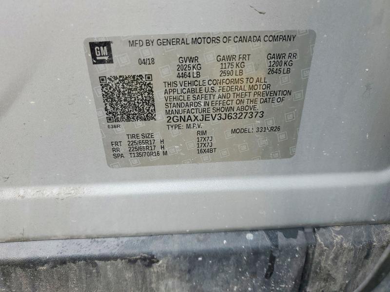 68749146 :رقم المزاد ، 2GNAXJEV3J6327373 vin ، 2018 Chevrolet Equinox مزاد بيع