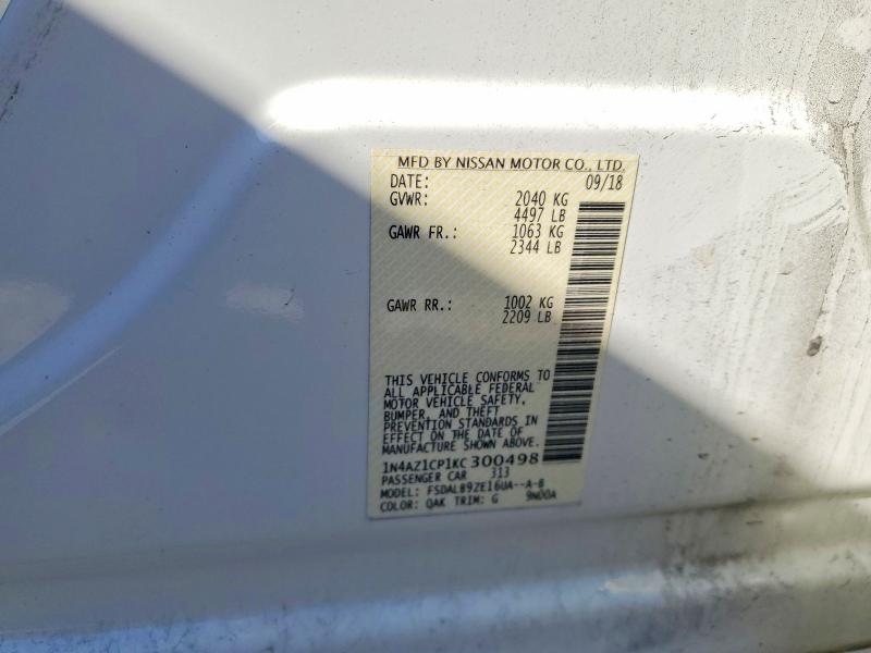 Продаж на аукціоні авто 2019 Nissan Leaf, vin: 1N4AZ1CP1KC300498, номер лоту: 71621426