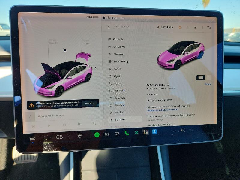 2020 Tesla Model 3 მანქანა იყიდება აუქციონზე, vin: 5YJ3E1EA2LF738118, აუქციონის ნომერი: 70240486
