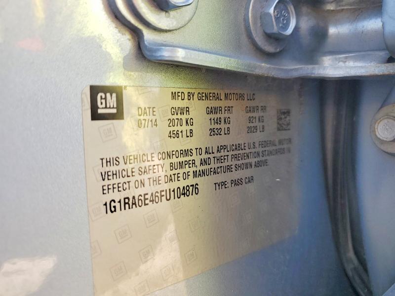 2015 Chevrolet Volt მანქანა იყიდება აუქციონზე, vin: 1G1RA6E46FU104876, აუქციონის ნომერი: 66100146