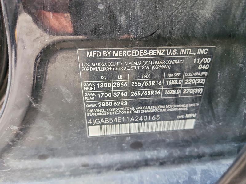 Aukcja sprzedaży 2001 Mercedes-benz Ml, vin: 4JGAB54E11A240165, numer aukcji: 67388286