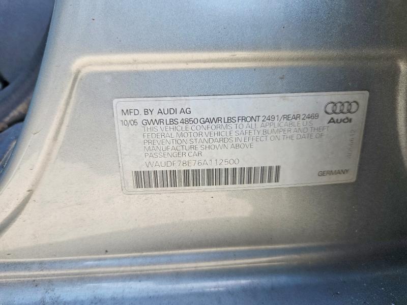 69230246 :رقم المزاد ، WAUDF78E76A112500 vin ، 2006 Audi A4 مزاد بيع
