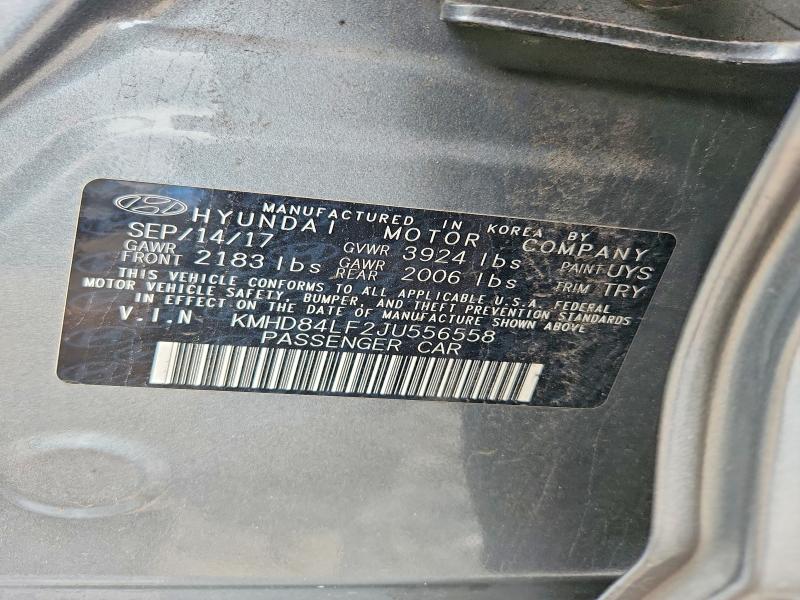 69401076 :رقم المزاد ، KMHD84LF2JU556558 vin ، 2018 Hyundai Elantra مزاد بيع