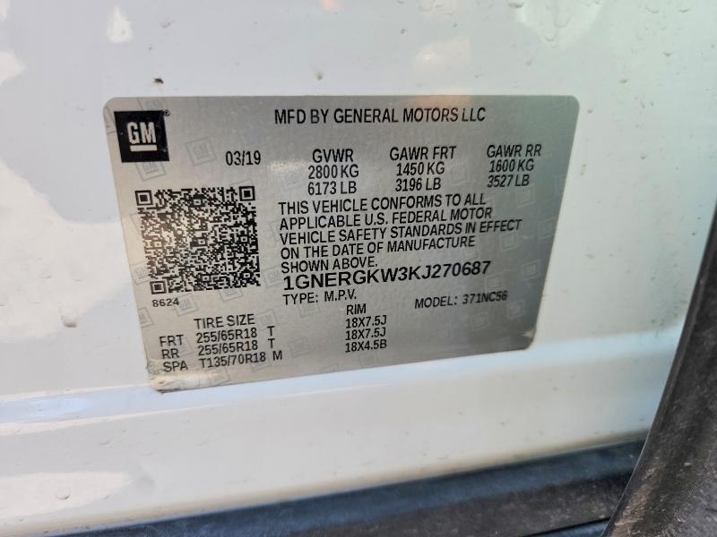 Aukcja sprzedaży 2019 Chevrolet Traverse, vin: 1GNERGKW3KJ270687, numer aukcji: 67671276