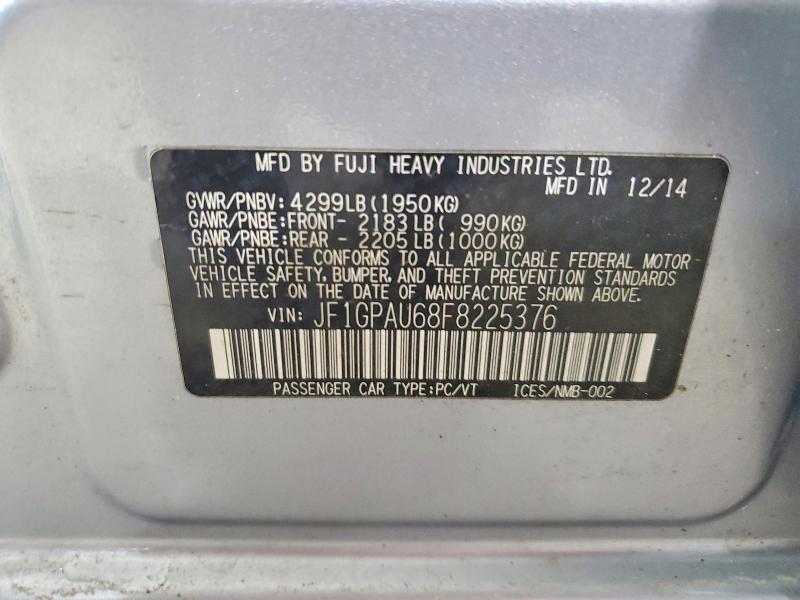 Продаж на аукціоні авто 2015 Subaru Impreza, vin: JF1GPAU68F8225376, номер лоту: 69922456