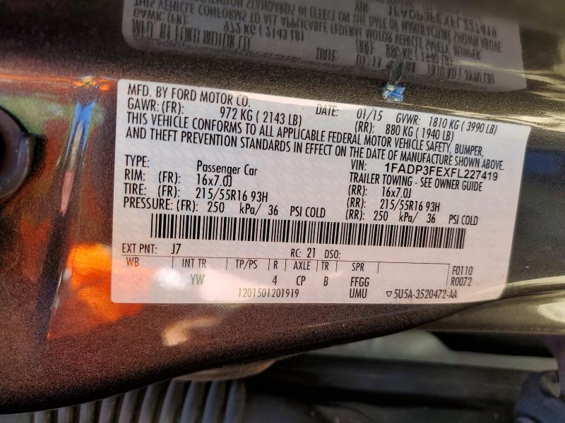 Продаж на аукціоні авто 2015 Ford Focus, vin: 1FADP3FEXFL227419, номер лоту: 70948876