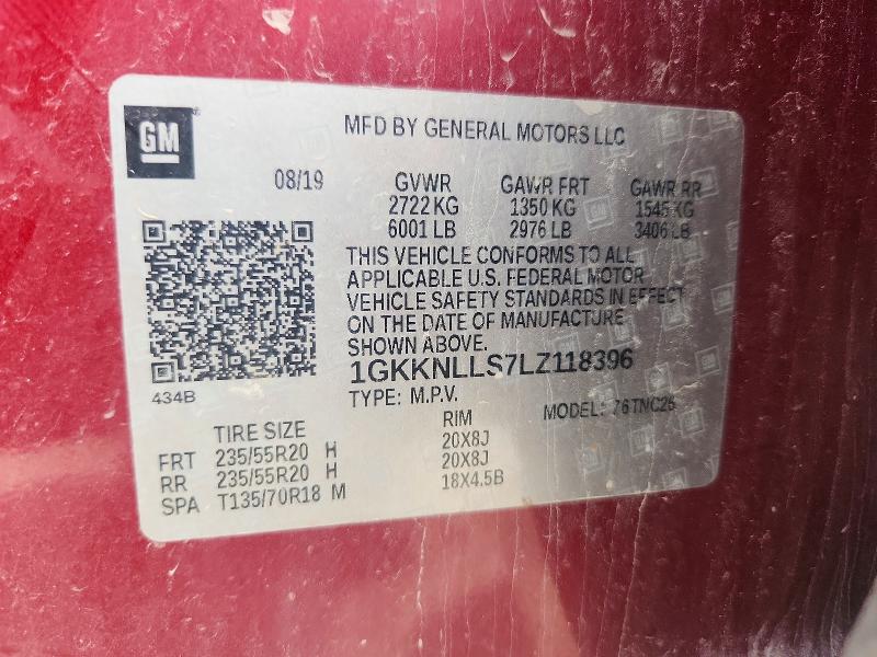 69798706 :رقم المزاد ، 1GKKNLLS7LZ118396 vin ، 2020 Gmc Acadia مزاد بيع