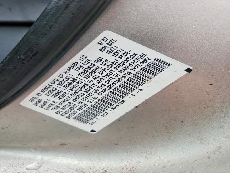Продаж на аукціоні авто 2007 Honda Odyssey, vin: 5FNRL387X7B098726, номер лоту: 69936696