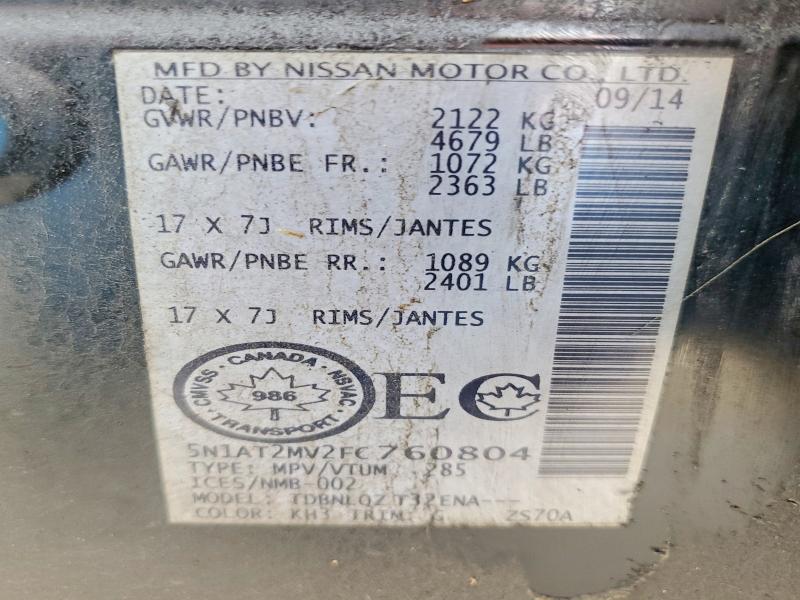 Aukcja sprzedaży 2015 Nissan Rogue, vin: 5N1AT2MV2FC760804, numer aukcji: 67859146