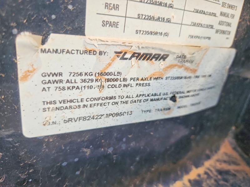 2021 Lamar Trailers Trailer მანქანა იყიდება აუქციონზე, vin: 5RVF82422MP095013, აუქციონის ნომერი: 65190776