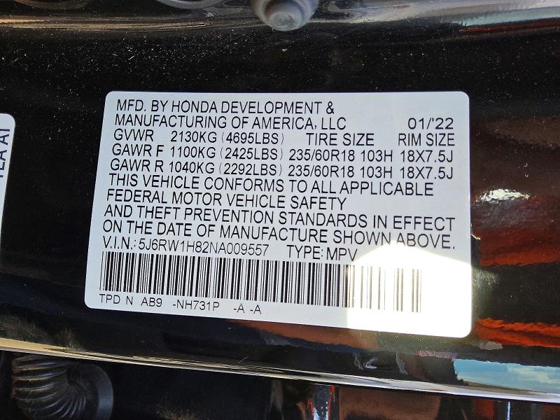Продажа на аукционе авто 2022 Honda Cr-v, vin: 5J6RW1H82NA009557, номер лота: 67676266