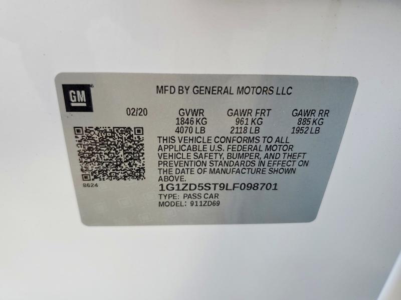 Продаж на аукціоні авто 2020 Chevrolet Malibu, vin: 1G1ZD5ST9LF098701, номер лоту: 67668916