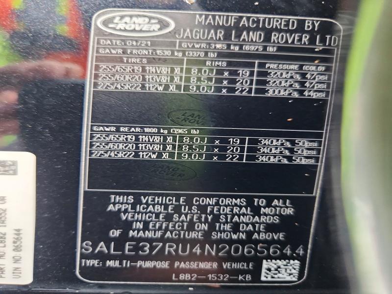 Aukcja sprzedaży 2022 Land Rover Defender, vin: SALE37RU4N2065644, numer aukcji: 67893716
