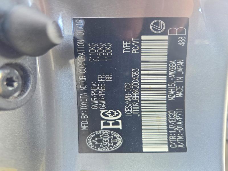 64950556 :رقم المزاد ، JTHU9JBH8K2004383 vin ، 2019 Lexus Ux مزاد بيع