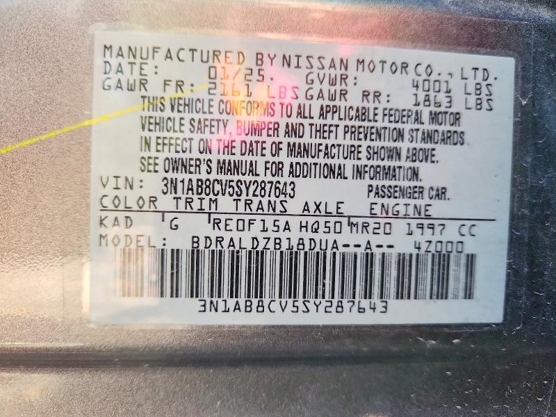 2025 Nissan Sentra მანქანა იყიდება აუქციონზე, vin: 3N1AB8CV5SY287643, აუქციონის ნომერი: 70778156