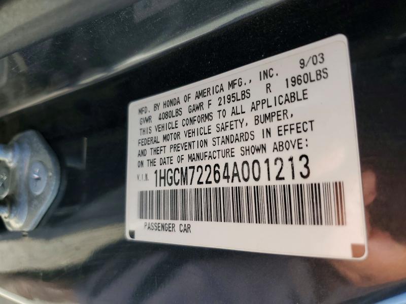 Продажа на аукционе авто 2004 Honda Accord, vin: 1HGCM72264A001213, номер лота: 70050646