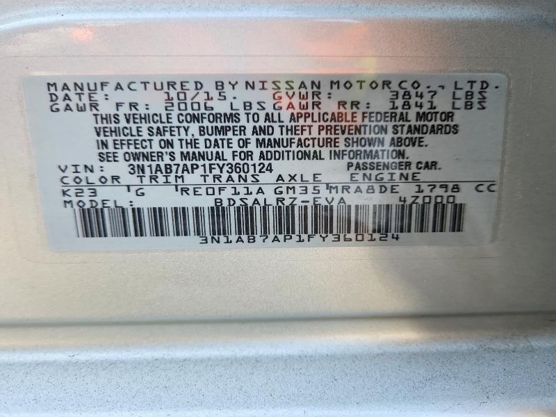 Продажа на аукционе авто 2015 Nissan Sentra, vin: 3N1AB7AP1FY360124, номер лота: 67735696
