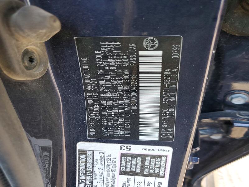 Продажа на аукционе авто 2021 Toyota Camry, vin: 4T1K61AK3MU492319, номер лота: 70703906