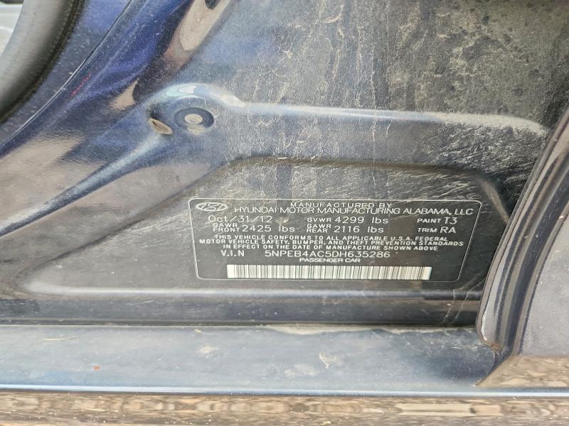 70134646 :رقم المزاد ، 5NPEB4AC5DH635286 vin ، 2013 Hyundai Sonata مزاد بيع